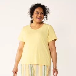 Plus Size Croft & Barrow® Essential Print V-Neck Tee -Outlet Croft & Barrow Store 5563325 Pineapple Slice
