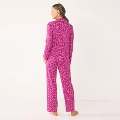 Women's Croft & Barrow® Long Sleeve Pajama Shirt & Pajama Pants Sleep Set -Outlet Croft & Barrow Store 5567537 ALT