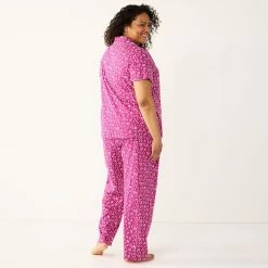 Plus Size Croft & Barrow® Short Sleeve Pajama Shirt & Pajama Pants Sleep Set -Outlet Croft & Barrow Store 5567540 ALT