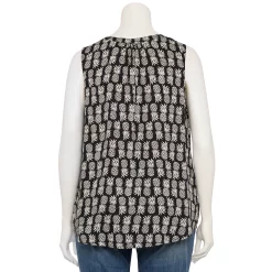 Plus Size Croft & Barrow® Pintuck Splitneck Sleeveless Top -Outlet Croft & Barrow Store 5567617 ALT