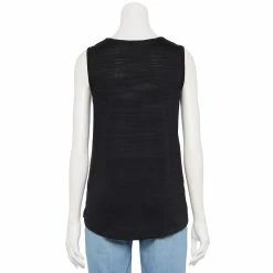 Petite Croft & Barrow® Lace-Trim V-Neck Tank -Outlet Croft & Barrow Store 5577598 ALT