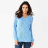 Women's Croft & Barrow® Classic V-Neck Cable Sweater