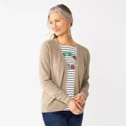 Women's Croft & Barrow® Extra Soft V-Neck Cardigan -Outlet Croft & Barrow Store 5581457 Otter Heather