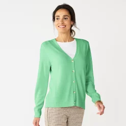 Women's Croft & Barrow® Extra Soft V-Neck Cardigan -Outlet Croft & Barrow Store 5581457 Sage