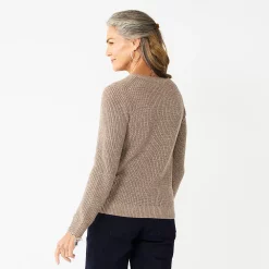 Women's Croft & Barrow® Crewneck Cable Sweater -Outlet Croft & Barrow Store 5582065 ALT