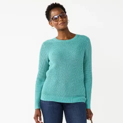 Women's Croft & Barrow® Crewneck Cable Sweater -Outlet Croft & Barrow Store 5582065 Blue