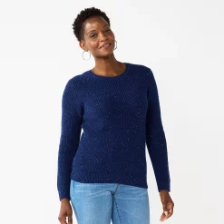 Women's Croft & Barrow® Crewneck Cable Sweater -Outlet Croft & Barrow Store 5582065 Navy Nep