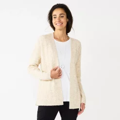 Women's Croft & Barrow® Extra Cozy Cable Cardigan 12 Women's Croft & Barrow® Extra Cozy Cable Cardigan -Outlet Croft & Barrow Store 5584529 Antler Heather
