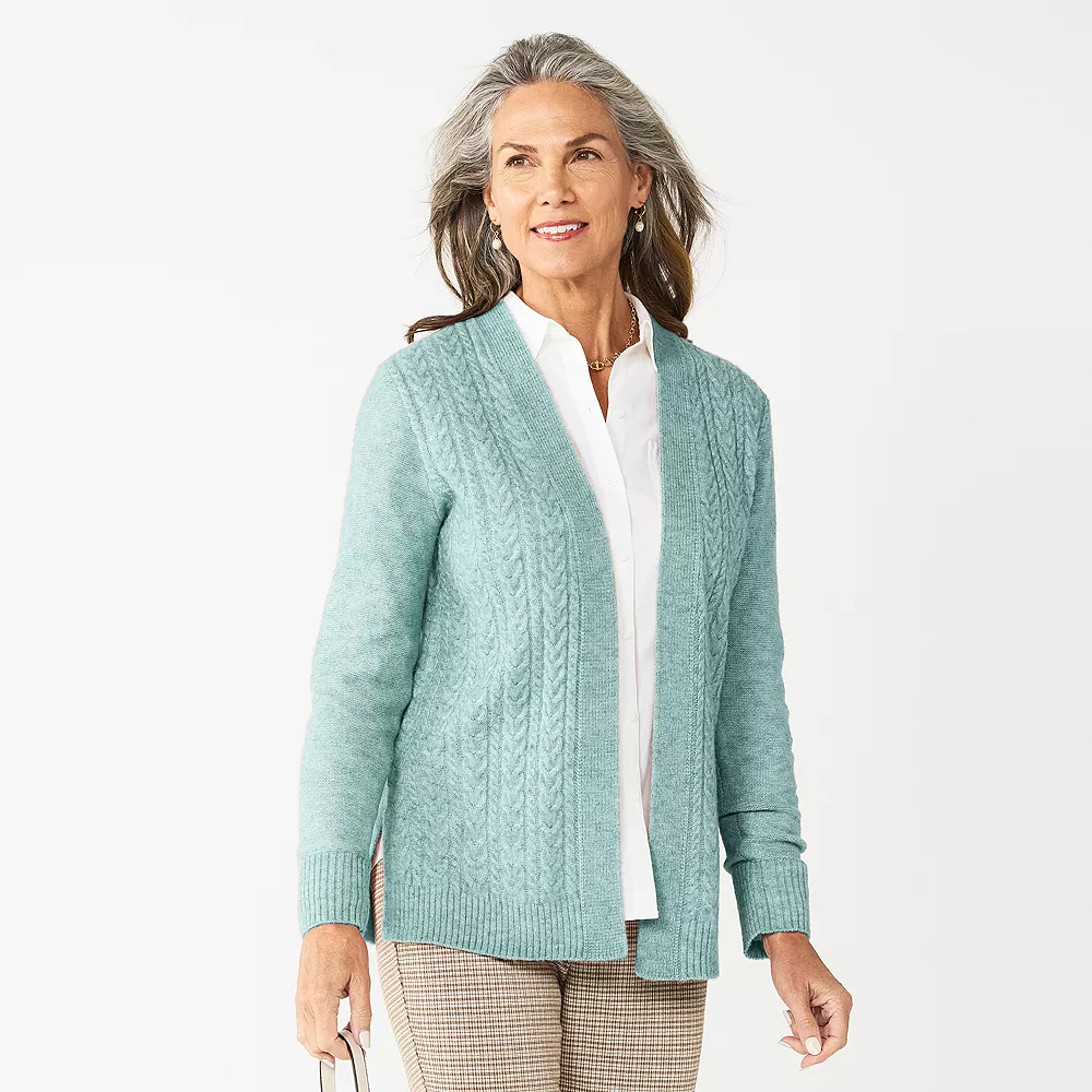 Women's Croft & Barrow® Extra Cozy Cable Cardigan 4 Women's Croft & Barrow® Extra Cozy Cable Cardigan - Image 4
