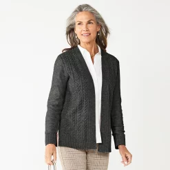 Women's Croft & Barrow® Extra Cozy Cable Cardigan 14 Women's Croft & Barrow® Extra Cozy Cable Cardigan -Outlet Croft & Barrow Store 5584529 Charcoal Heather