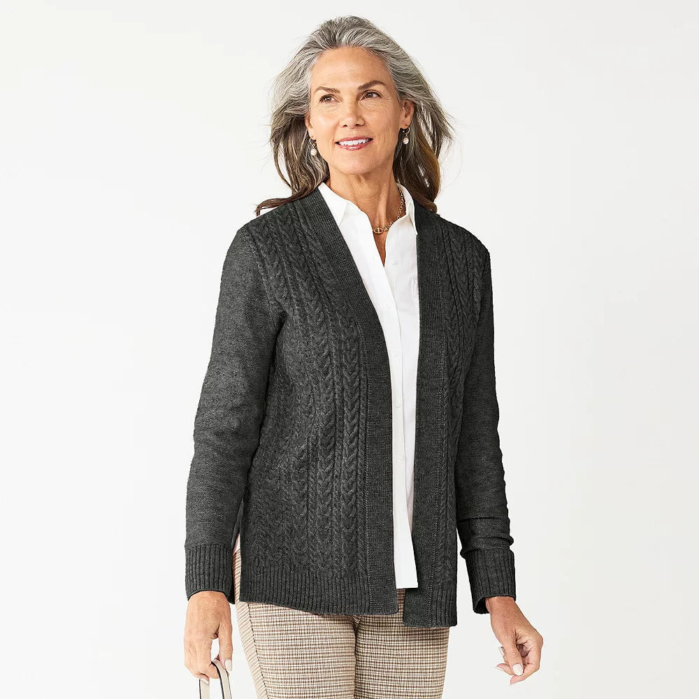 Women's Croft & Barrow® Extra Cozy Cable Cardigan 5 Women's Croft & Barrow® Extra Cozy Cable Cardigan - Image 5