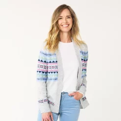 Women's Croft & Barrow® Extra Cozy Cable Cardigan 16 Women's Croft & Barrow® Extra Cozy Cable Cardigan -Outlet Croft & Barrow Store 5584529 Gray Fairisle