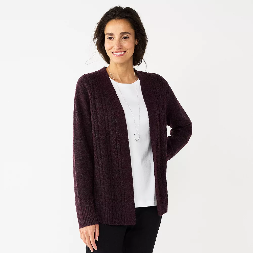 Women's Croft & Barrow® Extra Cozy Cable Cardigan 1 Women's Croft & Barrow® Extra Cozy Cable Cardigan