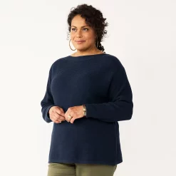 Plus Size Croft & Barrow® Boatneck Pullover Sweater -Outlet Croft & Barrow Store 5587961 Navy