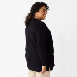 Plus Size Croft & Barrow® Classic Ribbed Open-Front Cardigan -Outlet Croft & Barrow Store 5588439 ALT