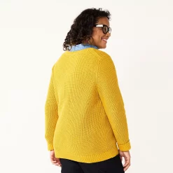 Plus Size Croft & Barrow® Placed Cable Pullover Sweater -Outlet Croft & Barrow Store 5588807 ALT