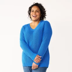 Plus Size Croft & Barrow® Placed Cable Pullover Sweater -Outlet Croft & Barrow Store 5588807 Royal Blue
