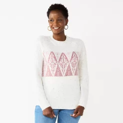 Women's Croft & Barrow® Cozy Crewneck Sweater 23 Women's Croft & Barrow® Cozy Crewneck Sweater -Outlet Croft & Barrow Store 5588987 Lilac Fairisle