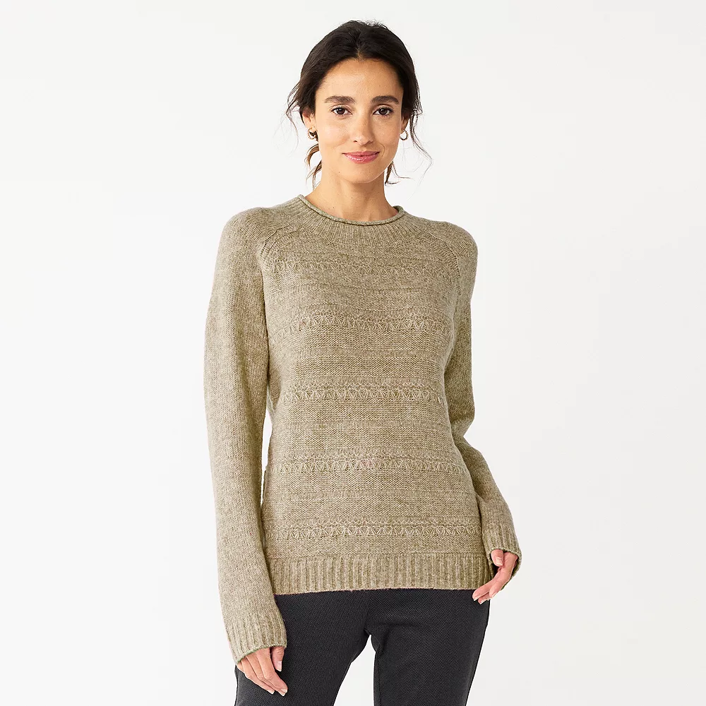 Women's Croft & Barrow® Cozy Crewneck Sweater 4 Women's Croft & Barrow® Cozy Crewneck Sweater - Image 4