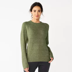 Women's Croft & Barrow® Cozy Crewneck Sweater 19 Women's Croft & Barrow® Cozy Crewneck Sweater -Outlet Croft & Barrow Store 5588987 Olive Heather