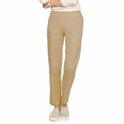 Petite Women's Croft & Barrow® Effortless Stretch Pull-On Straight Pants -Outlet Croft & Barrow Store 5589804 Cobblestone