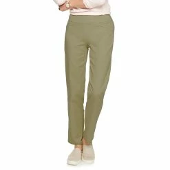 Petite Women's Croft & Barrow® Effortless Stretch Pull-On Straight Pants -Outlet Croft & Barrow Store 5589804 Olive