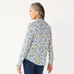 Women's Croft & Barrow® Ruffled Button Down Top -Outlet Croft & Barrow Store 5590396 ALT