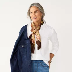 Women's Croft & Barrow® Ruffled Button Down Top -Outlet Croft & Barrow Store 5590396 Bright White