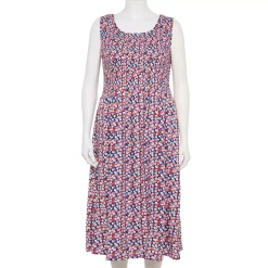 Plus Size Croft & Barrow® Smocked Swing Midi Dress 34 Plus Size Croft & Barrow® Smocked Swing Midi Dress -Outlet Croft & Barrow Store 5590416 Pink Ditsy Floral