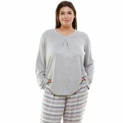 Plus Size Croft & Barrow® Whisperluxe Long Sleeve Pajama Top -Outlet Croft & Barrow Store 5597046 Heather Gray