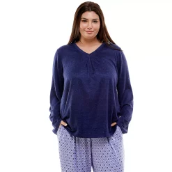 Plus Size Croft & Barrow® Whisperluxe Long Sleeve Pajama Top -Outlet Croft & Barrow Store 5597046 Heather Navy