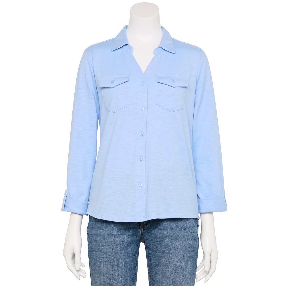 Petite Croft & Barrow® Roll-Tab Sleeve Soft Shirt 8 Petite Croft & Barrow® Roll-Tab Sleeve Soft Shirt - Image 8