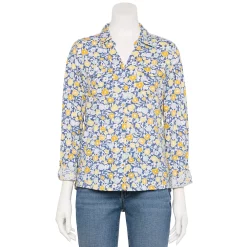 Petite Croft & Barrow® Roll-Tab Sleeve Soft Shirt 16 Petite Croft & Barrow® Roll-Tab Sleeve Soft Shirt -Outlet Croft & Barrow Store 5608143 Blue Daisy Foliage
