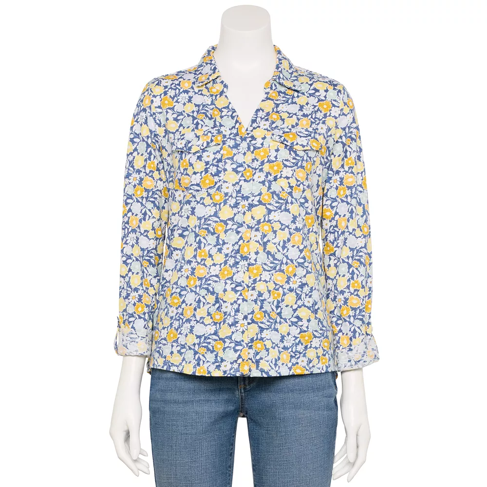 Petite Croft & Barrow® Roll-Tab Sleeve Soft Shirt 7 Petite Croft & Barrow® Roll-Tab Sleeve Soft Shirt - Image 7