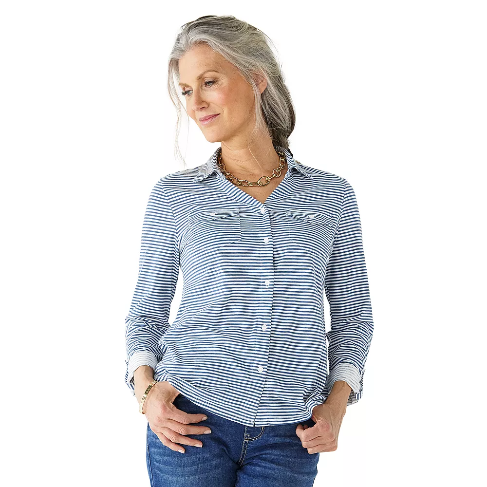 Petite Croft & Barrow® Roll-Tab Sleeve Soft Shirt 9 Petite Croft & Barrow® Roll-Tab Sleeve Soft Shirt - Image 9