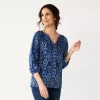 Petite Croft & Barrow® Three Quarter Sleeve Peasant Top