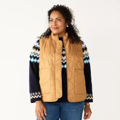 Plus Size Croft & Barrow® Quilted Vest -Outlet Croft & Barrow Store 5634353 Brown