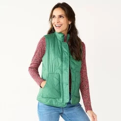 Petite Croft & Barrow® Quilted Vest -Outlet Croft & Barrow Store 5634355 Green