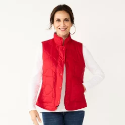 Petite Croft & Barrow® Quilted Vest -Outlet Croft & Barrow Store 5634355 Red