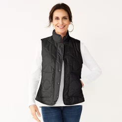 Women's Croft & Barrow® Quilted Vest -Outlet Croft & Barrow Store 5634524 Black