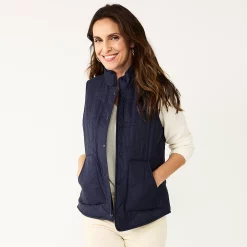 Women's Croft & Barrow® Quilted Vest -Outlet Croft & Barrow Store 5634524 Navy