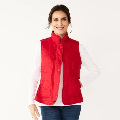 Women's Croft & Barrow® Quilted Vest -Outlet Croft & Barrow Store 5634524 Red
