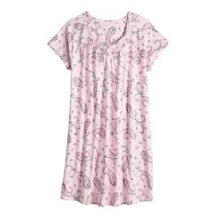 Women's Croft & Barrow® Cozy Short Sleeve Smocked Nightgown -Outlet Croft & Barrow Store 5637631 ALT5
