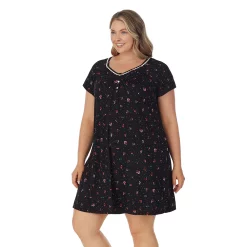Plus Size Croft & Barrow® Cozy Short Sleeve Smocked Nightgown -Outlet Croft & Barrow Store 5637632 ALT2
