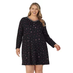 Plus Size Croft & Barrow® Cozy Long Sleeve Smocked Nightgown -Outlet Croft & Barrow Store 5637636 ALT3