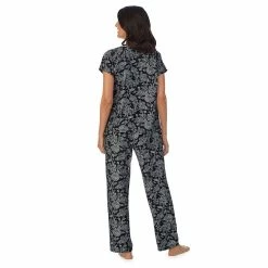 Women's Croft & Barrow® Cozy Short Sleeve Button-Front Pajama Top & Pajama Pants Sleep Set -Outlet Croft & Barrow Store 5637639 ALT