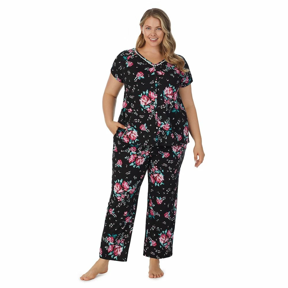 Plus Size Croft & Barrow® Cozy Short Sleeve Button-Front Pajama Top & Pajama Pants Sleep Set 2 Plus Size Croft & Barrow® Cozy Short Sleeve Button-Front Pajama Top & Pajama Pants Sleep Set - Image 2