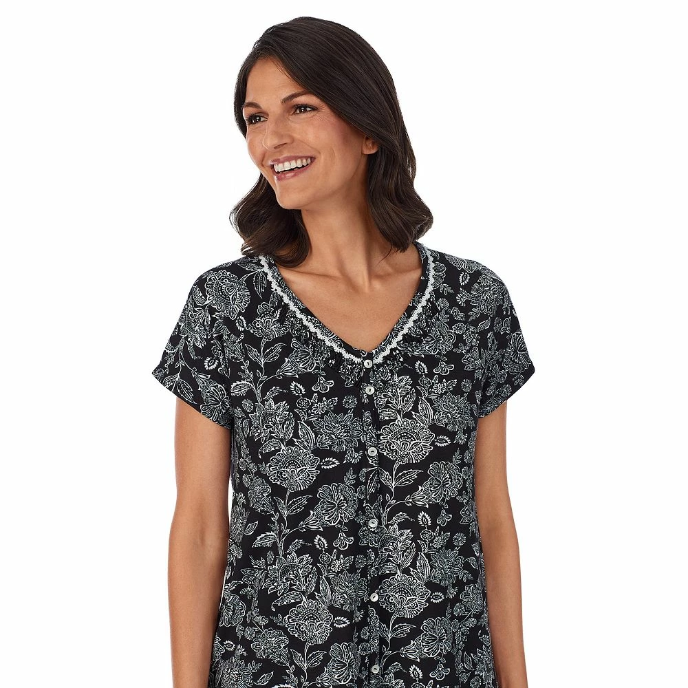 Petite Croft & Barrow® Cozy Short Sleeve Button-Front Pajama Top & Pajama Pants Sleep Set 5 Petite Croft & Barrow® Cozy Short Sleeve Button-Front Pajama Top & Pajama Pants Sleep Set - Image 5