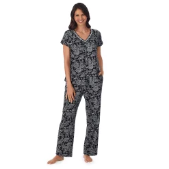 Outlet Croft & Barrow Store 32 Petite Croft & Barrow® Cozy Short Sleeve Button-Front Pajama Top & Pajama Pants Sleep Set