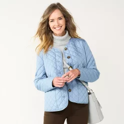 Petite Croft & Barrow® Quilted Jacket -Outlet Croft & Barrow Store 5651175 Blue